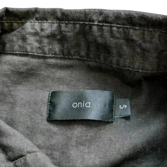 Onia Standard Long Sleeve Linen  Blend Shirt Button Down Black Men's size Small - Picture 10 of 15